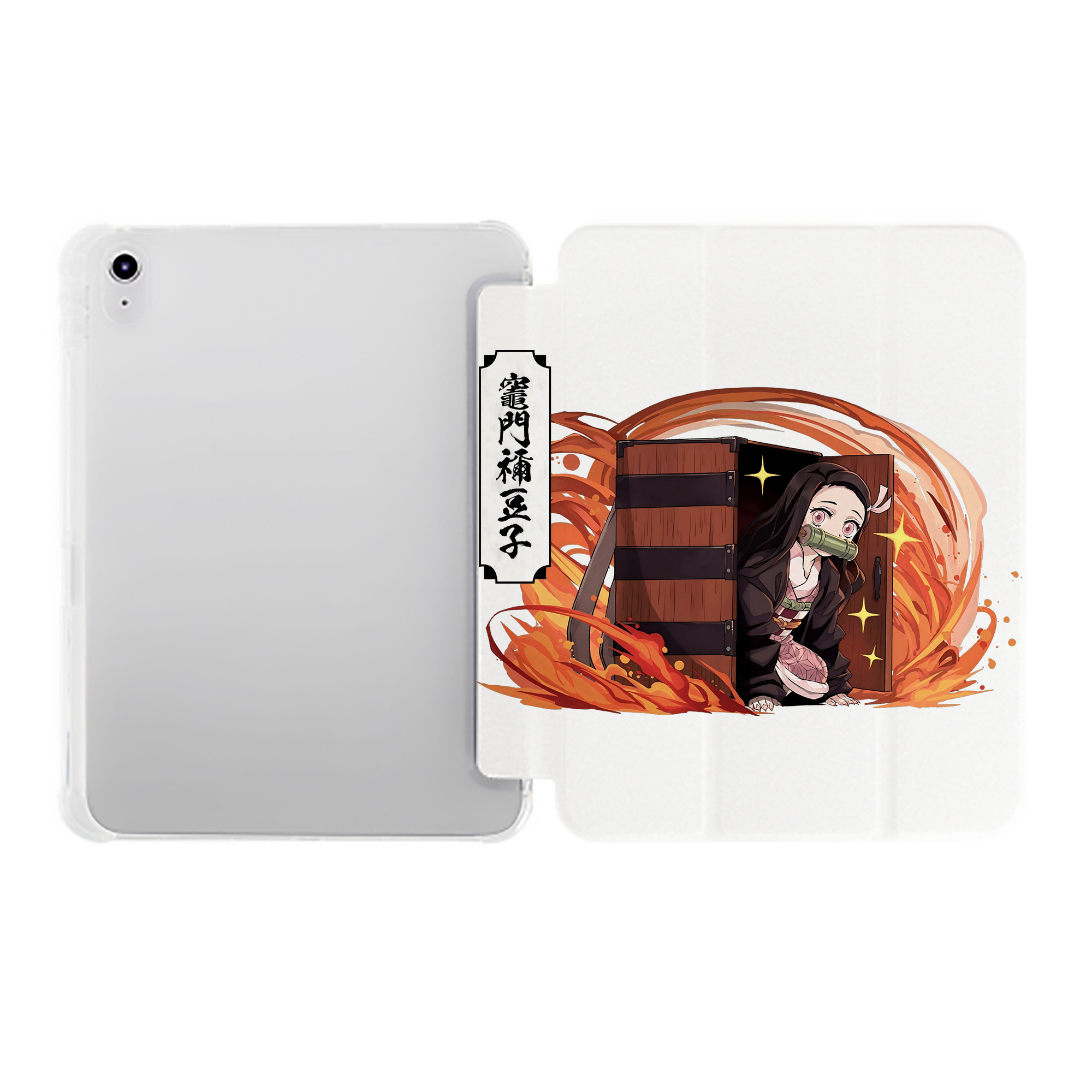 （画像用） 鬼滅の刃（きめつのやいば）竈門 禰󠄀豆子／かまど ねずこ Kamado Nezuko IPad ケース ペン収納付き 三つ折りスタンド PUレザー×シリコン 対応機種9.5/10.5/10.9インチ